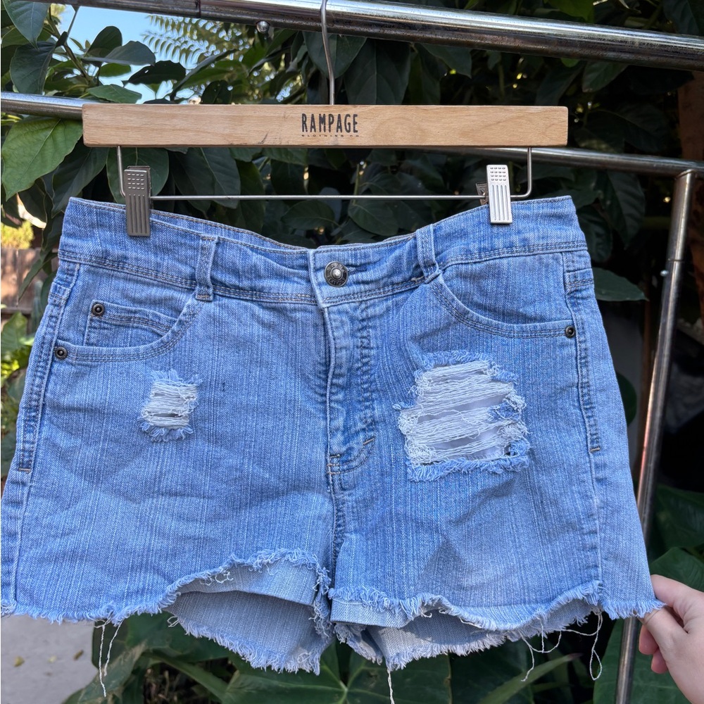 Basic Editions Light Blue Distressed Jean Shorts